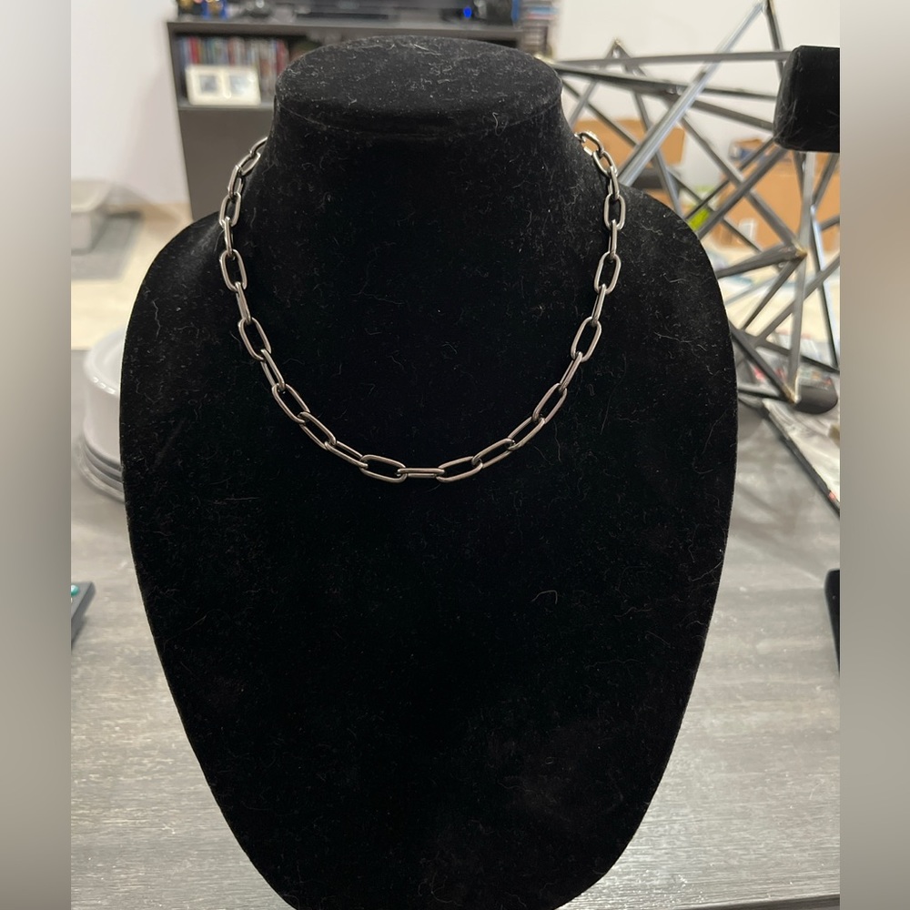 Punk Black Metal Paper Clip Necklace